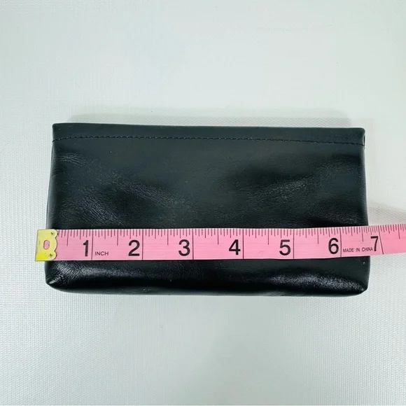 Lauren Ralph Lauren small soft black leather zip cosmetics pouch NWT - vintage - Picture 11 of 11